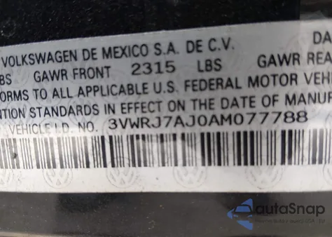 2010 Volkswagen Jetta Wolfsburg Edition from USA, damaged, VIN 3VWRJ7AJ0AM077788